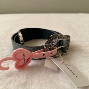 True Love Denim Western Belt Silver Engraved Buckle Boho Cowgirl Festival NWT